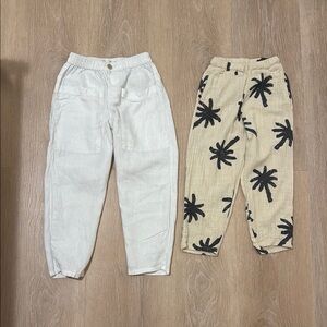 5-6 Kids Palm Print and White Pants Set